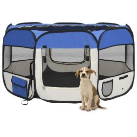Foldable Dog Playpen with Carrying Bag Blue 49.2"x49.2"x24" Foldable Dog Playpen with Carrying Bag Blue 49.2"x49.2"x24"