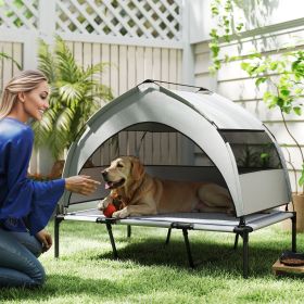 Elevated Dog Bed with Removable Canopy, Portable Outside Raised Pet Cot with Cooling Pad, Storage Bag, 42" x 30" x 37" Elevated Dog Bed with Removable Canopy, Portable Outside Raised Pet Cot with Cooling Pad, Storage Bag, 42" x 30" x 37"